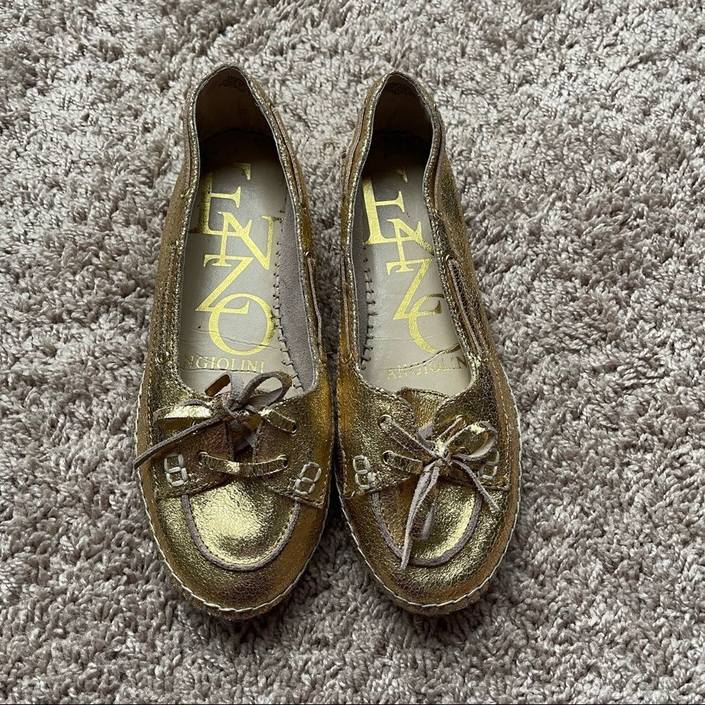 Enzo Angiolini Gold Admond Espadrille Boat Loafers;SZ 7.5;PreLoved Condition
